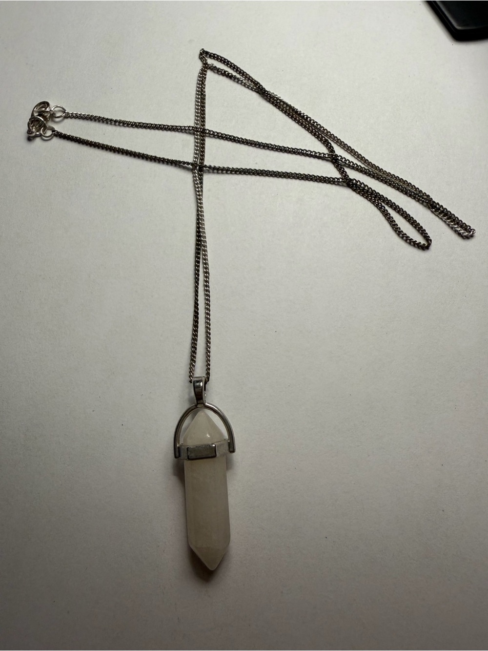 White Crystal Point Pendant Necklace - Women Jewelry